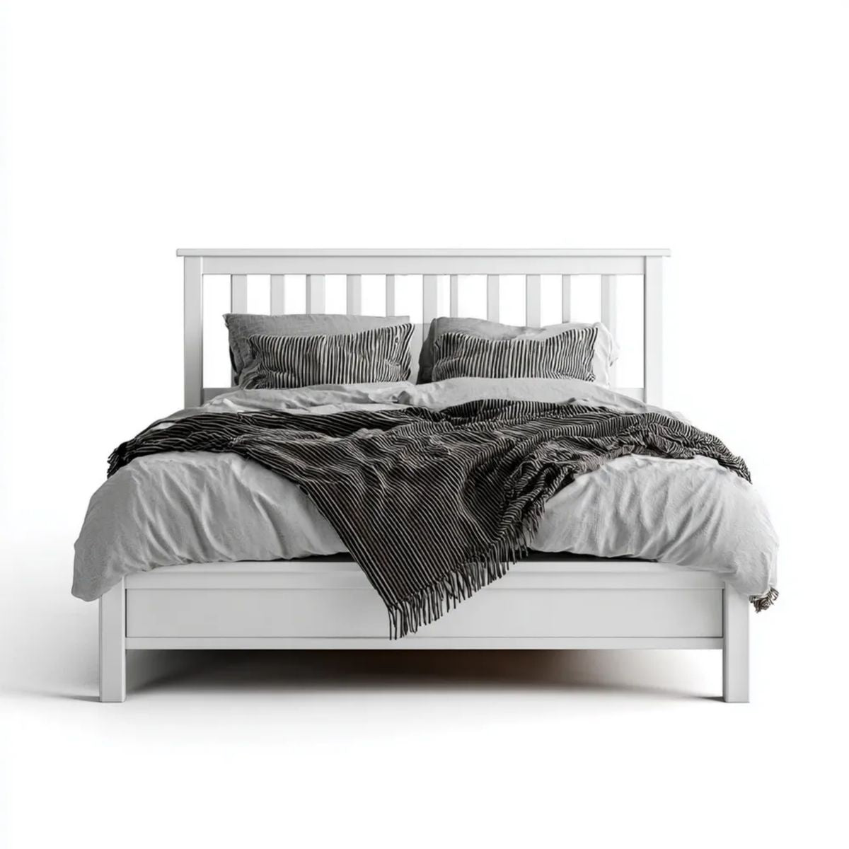 Łóżko dwuosobowe, Białe podwójne łóżko w Belisolid Britipine 160 x 200 cm z deską rozdzielczą