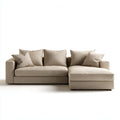 Sofa, Kanapa narożna 3 fotele z szewcem z prawej beżowej 250 x 160 x 85 cm w kształcie poliestru L