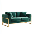 Sofa 2 szmaragdowa, zielona poliestrowa, aksamitna sofa ze stalową strukturą 180 x 85 x 78 cm