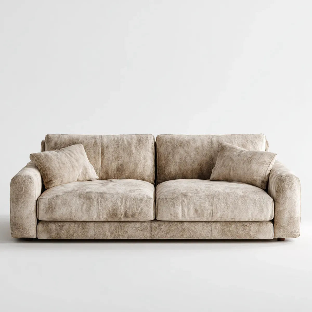 Sofa 3 beżowe fotele 220 x 98 x 85 cm w prostokątnym poliestrowym mikrofibrze