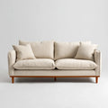 Sofa, 3 beżowe sofa 210 x 90 x 85 cm w kształcie prostokątnym z poliestru i litego drewna