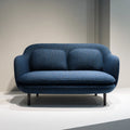 Sofa 2 poliestrowe niebieskie fotele ze stalową nogą 150 x 82 x 78 cm okrągły kształt
