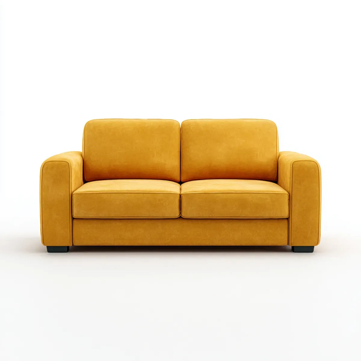 Sofa 2 umieszcza musztardę żółtą 160 x 90 x 85 cm w prostokątnym aksamicie poliestrowym