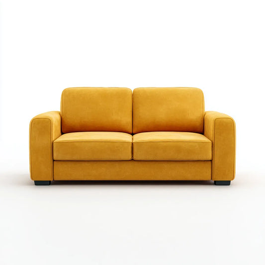 Sofa 2 umieszcza musztardę żółtą 160 x 90 x 85 cm w prostokątnym aksamicie poliestrowym