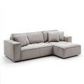 Sofa, Kącik sofa z szezlongiem prawa jasnoszara 250 x 160 x 75 cm w aksamicie z żeberkami poliestrowymi