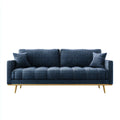 Sofa 3 granatowe siedzenia niebieskie 200 x 90 x 85 cm w poliestrze o prostokątnej konstrukcji
