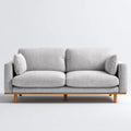 Sofa 2 umieszcza jasnoszary 180 x 85 x 80 cm w poliestrze z prostokątną ramą z litego drewna