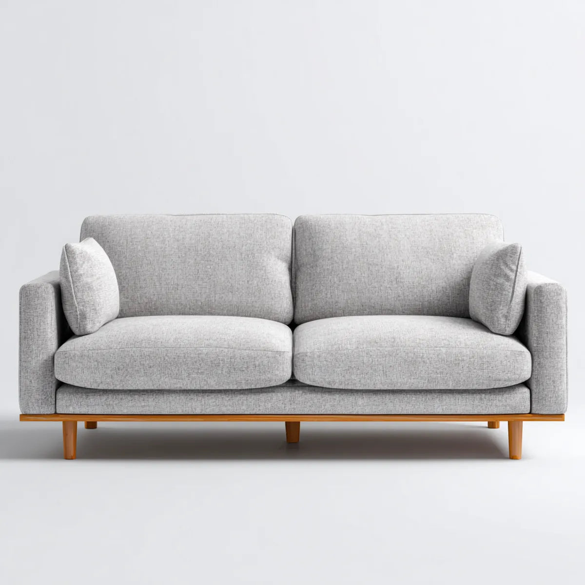 Sofa 2 umieszcza jasnoszary 180 x 85 x 80 cm w poliestrze z prostokątną ramą z litego drewna