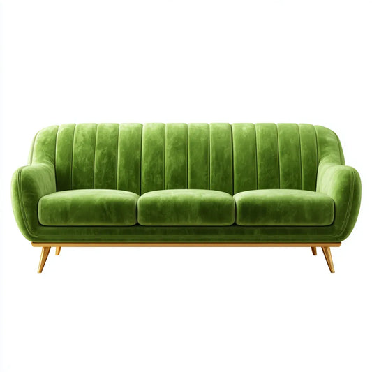 Sofa, 3 fotela w poliestrowym aksamicie z zakrzywionym oparciem 215 x 86 x 81 cm