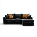 Sofa, Kanapa narożna 3 fotele z krzesełkowym hakiem z prawej czarny 260 x 160 x 85 cm w kształcie poliestru L