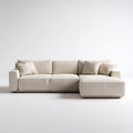 Sofa, Kącik sofa z półwyspem 3 miejsca poliester krem kształt 280 x 165 x 85 cm