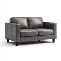 Sofa 2 umieszcza szary antracyt 160 x 88 x 85 cm w prostokątnej skórze PU