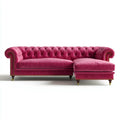 Sofa, Chesterfield Fuchsia 280 x 170 x 78 cm w aksamicie poliestrowym z prawym szezlongiem