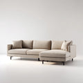 Sofa, Kanapa narożna z szewcem z prawej beżowej 280 x 160 x 85 cm w kształcie poliestru L