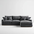 Sofa, Kanapa narożna 4 miejsca antracyt w aksamicie z poliestrowym żebrowanym szezlongiem prawo 280 x 160 x 85 cm