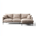 Sofa, Kanapa narożna z szewcem z prawej strony beżowy 280 x 160 x 85 cm poliestrowa powłoka L kształt