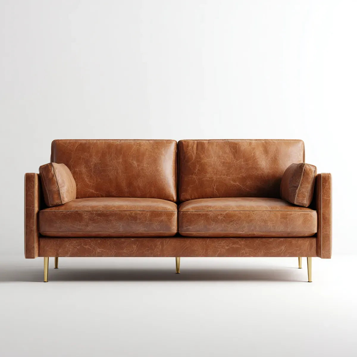 Sofa 2 brązowe fotele koniak 180 x 85 x 84 cm w prostokątnej skórze PU