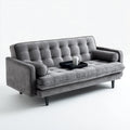 Sofa, 3 siedzenia szare prostokątne poliestrowe aksamitne sofa 200 x 88 x 86 cm
