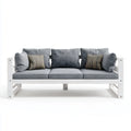 Sofa ogrodowa, Taras 3-osobowy sofa Szara biały 210 x 80 x 85 cm sosnowy poliester prostokątna
