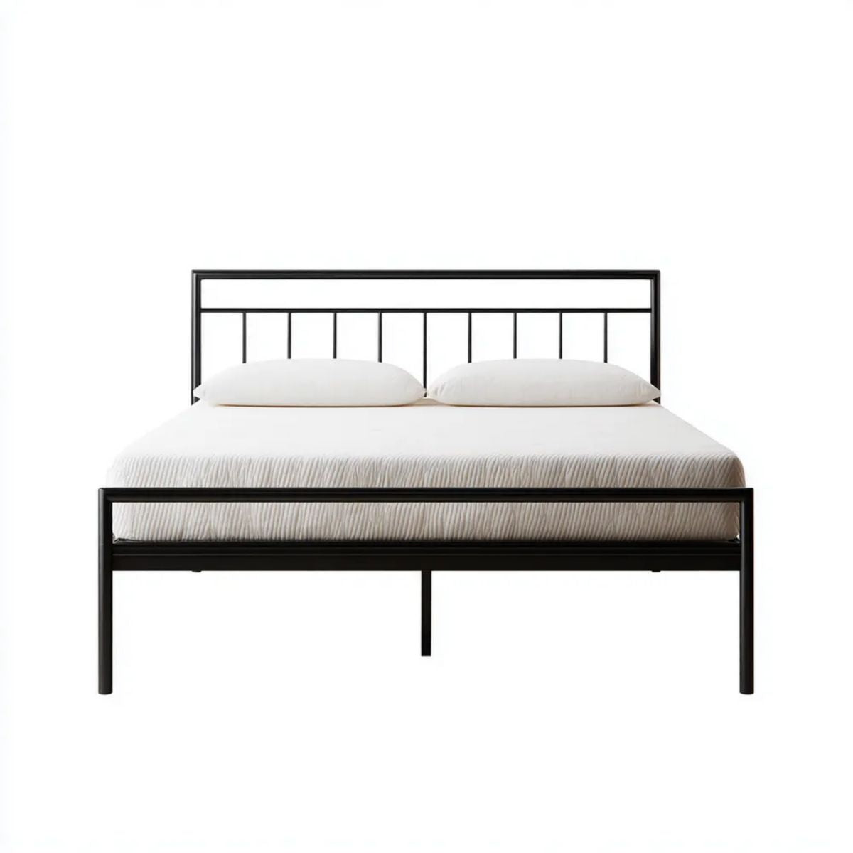 Łóżko dwuosobowe, Czarne podwójne łóżko w stali krzemowej o podstawie poślizgowej 140 x 190 cm