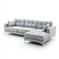 Sofa, Kanapa narożna z jasnoszarym półwyspem 290 x 165 x 85 cm w poliestrze z 4 miejscami siedzącymi