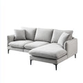 Sofa, Kanapa narożna 3 jasnoszare miejsca z prawym szewcem z poliestru 250 x 160 x 85 cm