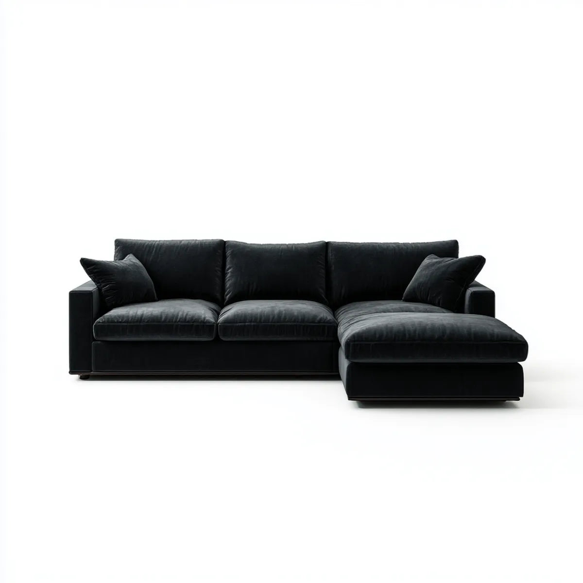 Sofa, Kanapa narożna 3 fotele czarne ze skóry syntetycznej PU przy 270 x 165 x 85 cm