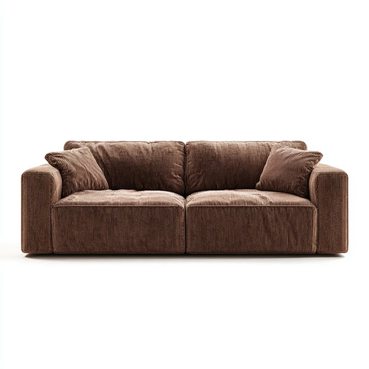 Sofa 2 brązowe postawy w aksamicie z odkształcalnym poliestrem Coste 220 x 95 x 85 cm