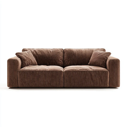 Sofa 2 brązowe postawy w aksamicie z odkształcalnym poliestrem Coste 220 x 95 x 85 cm