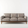 sofa 3-osobowa szara brązowa 210 x 88 x 86 cm PU- sztuczny prostokątna