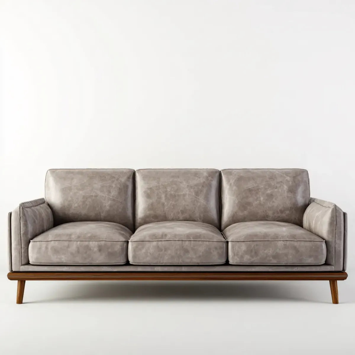 sofa 3-osobowa szara brązowa 210 x 88 x 86 cm PU- sztuczny prostokątna