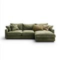 Sofa, Kanapa narożna z oliwkowym zielonym oliwkowym dekoltem z poliestru o kształcie 280 x 170 x 85 cm