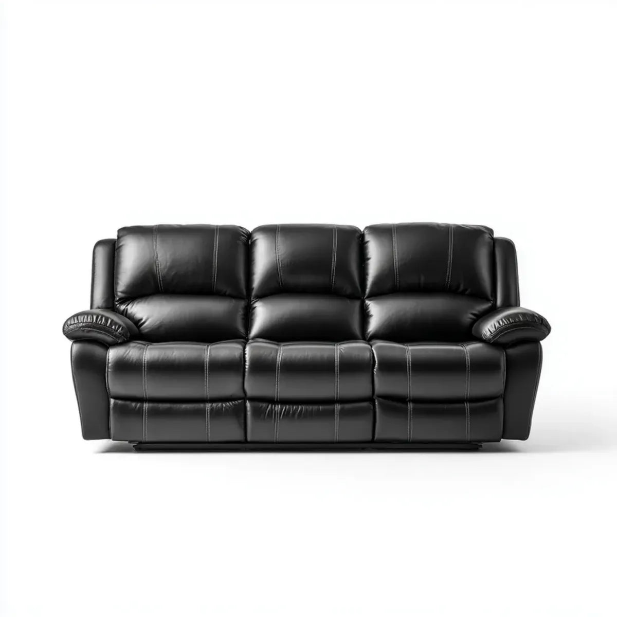 Sofa, 3- fotela czarny 205 x 92 x 98 cm PU- sztuczny prostokątna